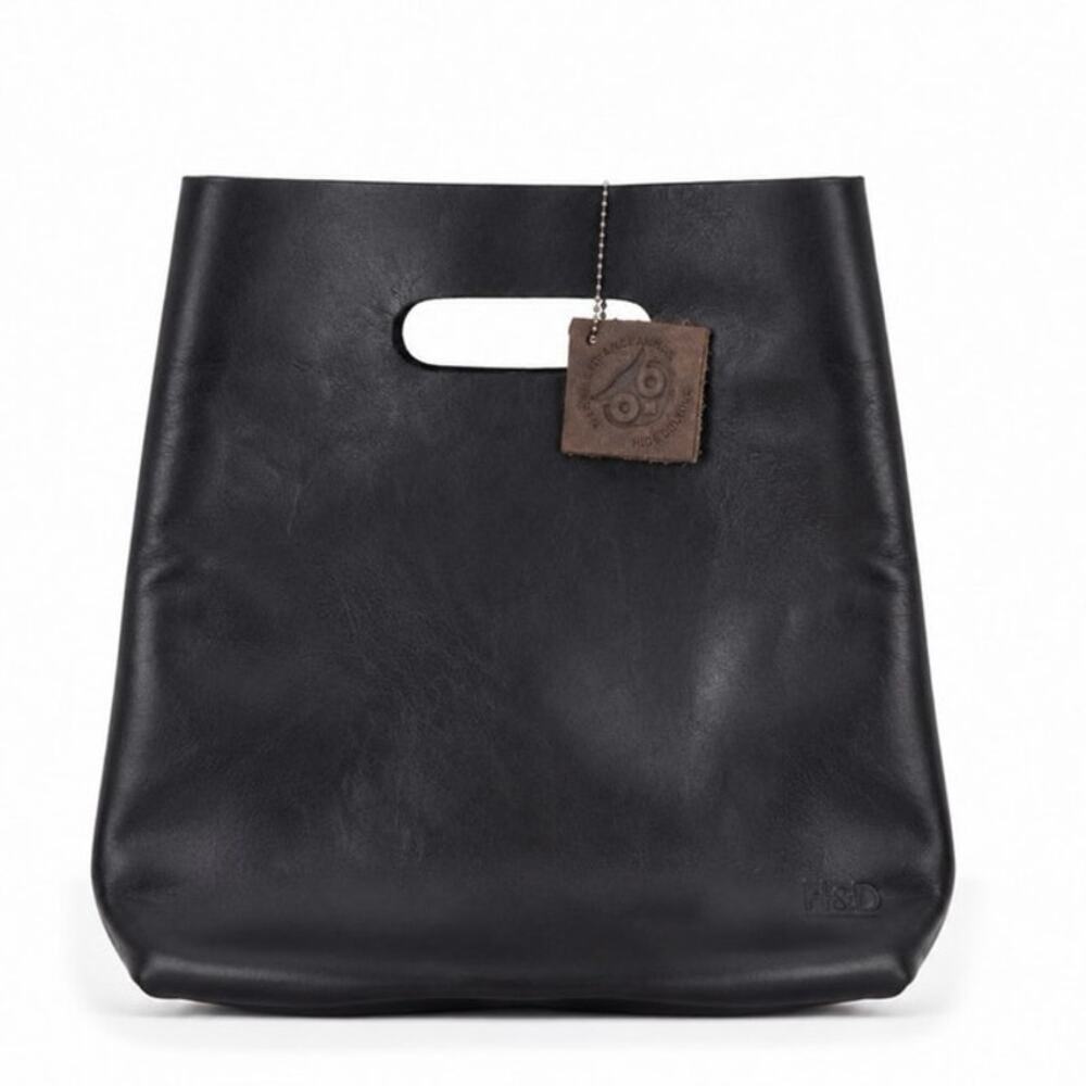 Hide and Drink black leather hand bag